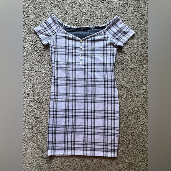 Popular21 Purple Plaid Mini Dress - Picture 2 of 6